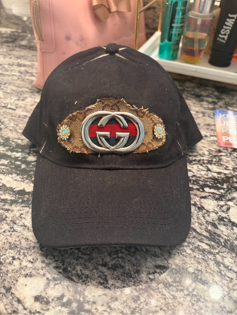 Upcycled Gucci Wallet GG Logo Rugged Baseball Hat